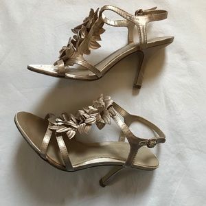 Champagne Ivey flower heeled strappy sandals